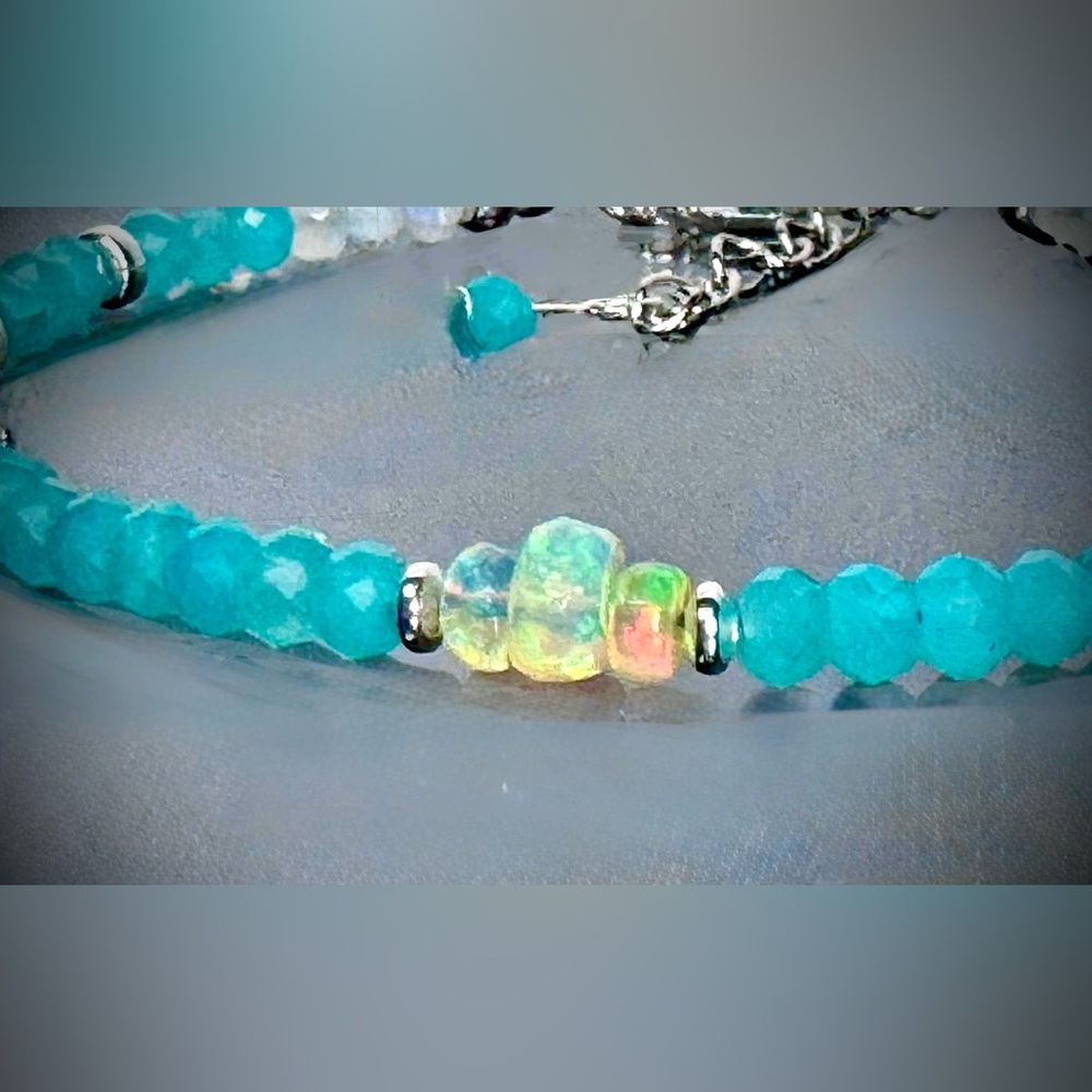 Sea Blue Amazonite Ethiopian Opal in Sterling Silver - Picture 4 of 8